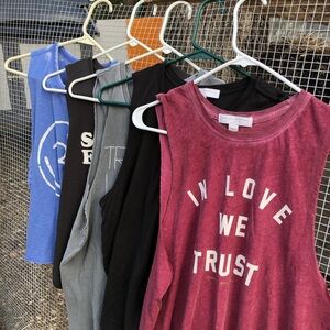 LOT OF 5! Spiritual Gangster Women's Sleeveless Graphic Tank Tops Size Large